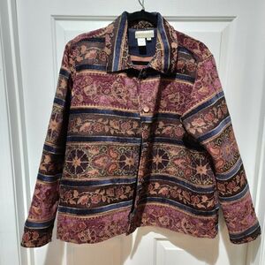 Vintage Coldwater Creek Tapestry Knit Blazer Women’s 1XL Flower Pattern